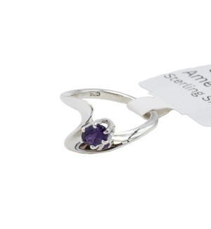 a sterling silver stacker ring with amethyst