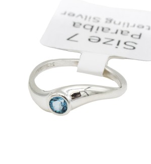 a sterling silver mini twist ring with a paraiba gemstone