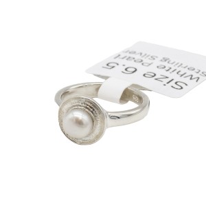 a sterling silver pearl halo ring