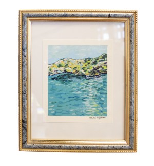 framed acrylic painting of a seascape