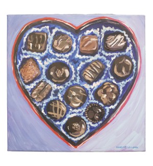 an acrylic painting of a box of chocolates