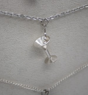 sterling silver steel chain martini necklace