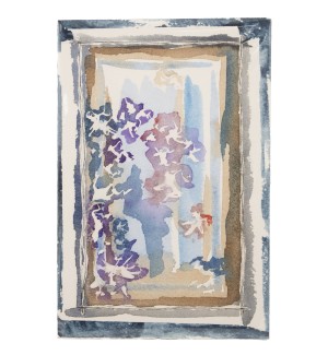 a representational abstraction painted print of flowers