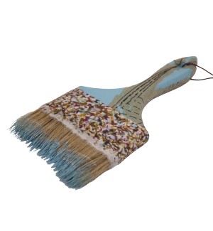 beautiful large painted brush with blue bristles 