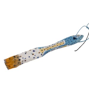beautiful small painted brush with yellow and blue polka dot bristles