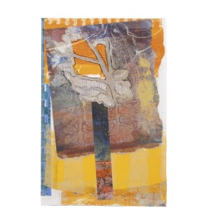 an abstract realism painted print of a tree