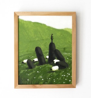 wood framed painting based on a cocktail called 'Tipperary'