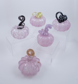 a variety of pink pumpkins