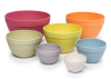 A set of 7 nesting bowls shown separated to show their different sizes.