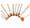 a line up of 12 paintbrushes with varied brush tips.