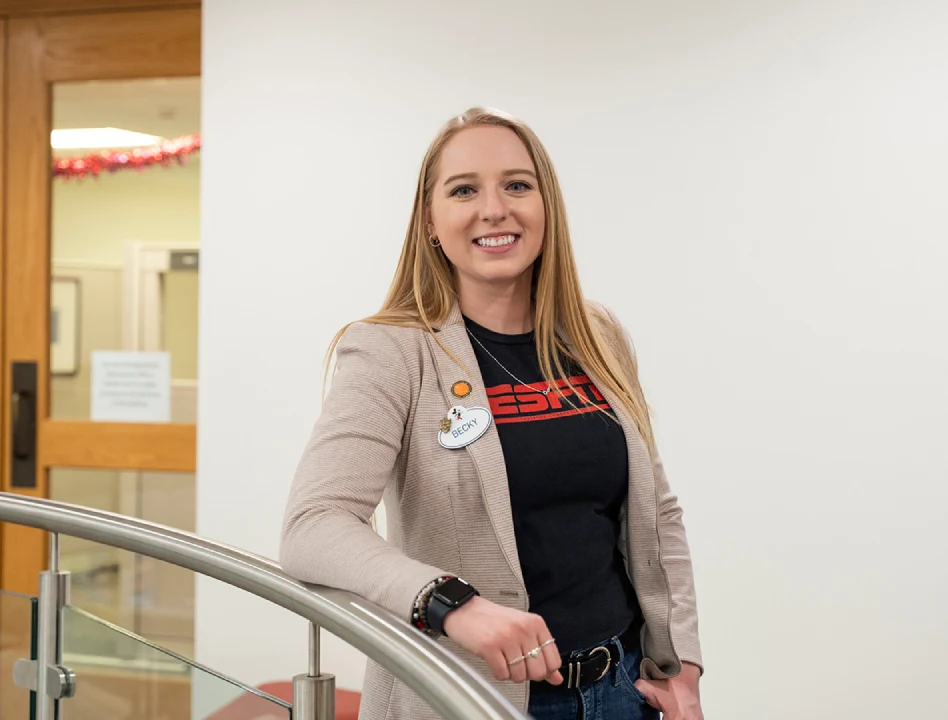 Becky Yaeger '18 (new media design) was back on the RIT campus during the spring 2025 semester for the annual Creative Industry Days. She has regularly represented companies at the event that connects students with industry professionals and career opportunities.