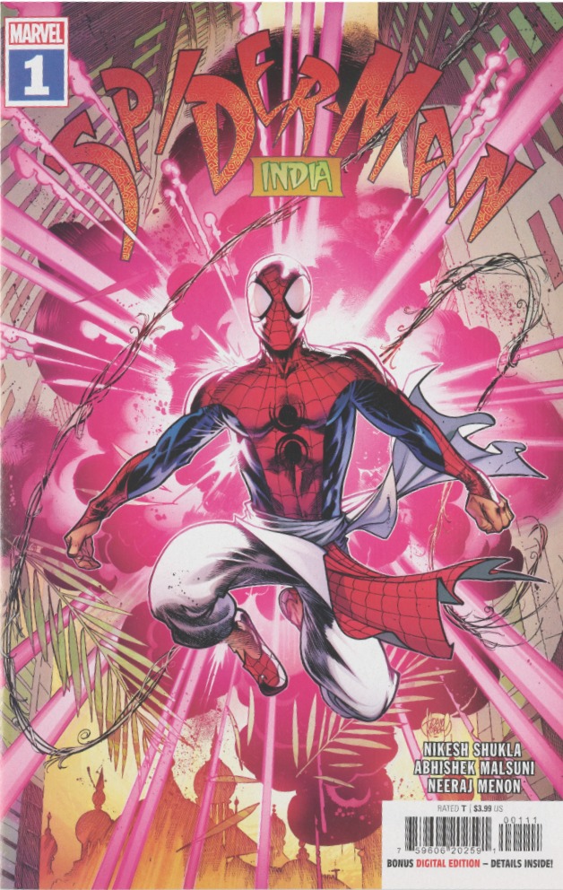 Cover of a Spider-Man India comic in color.