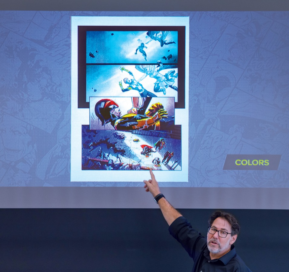 Adam Kubert teaching colors in comic book art