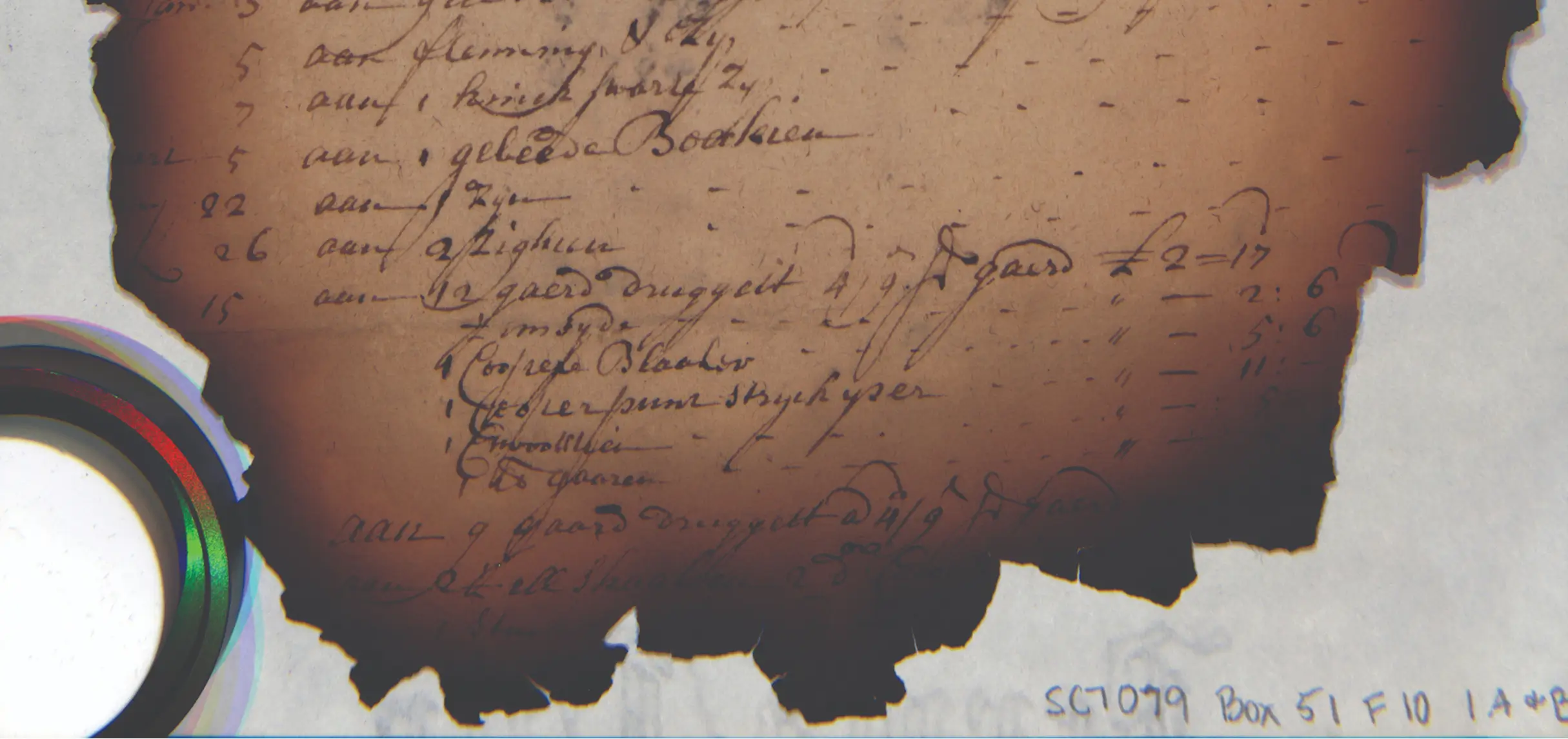 Original version of a charred document from the New York State Archives.