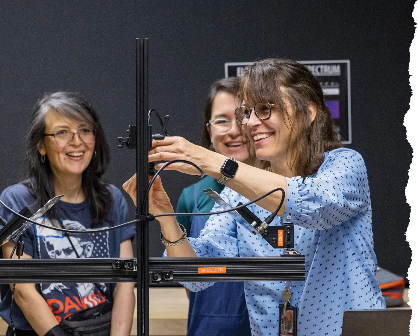 Juilee Decker demonstrates MISHA for representatives from the National Library of Colombia.