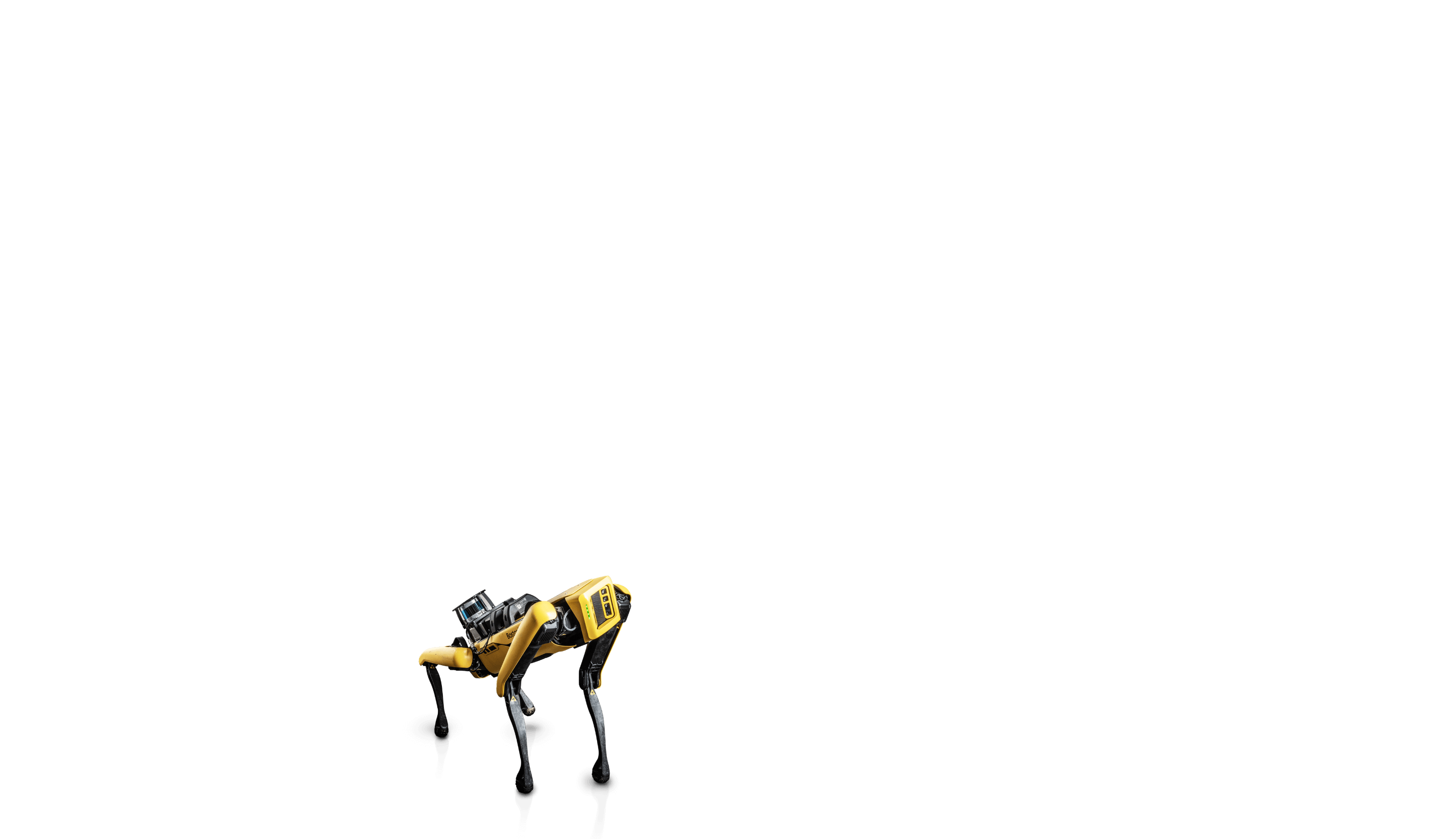 Spot, the yellow and black robotic dog created by Boston Dynamics.
