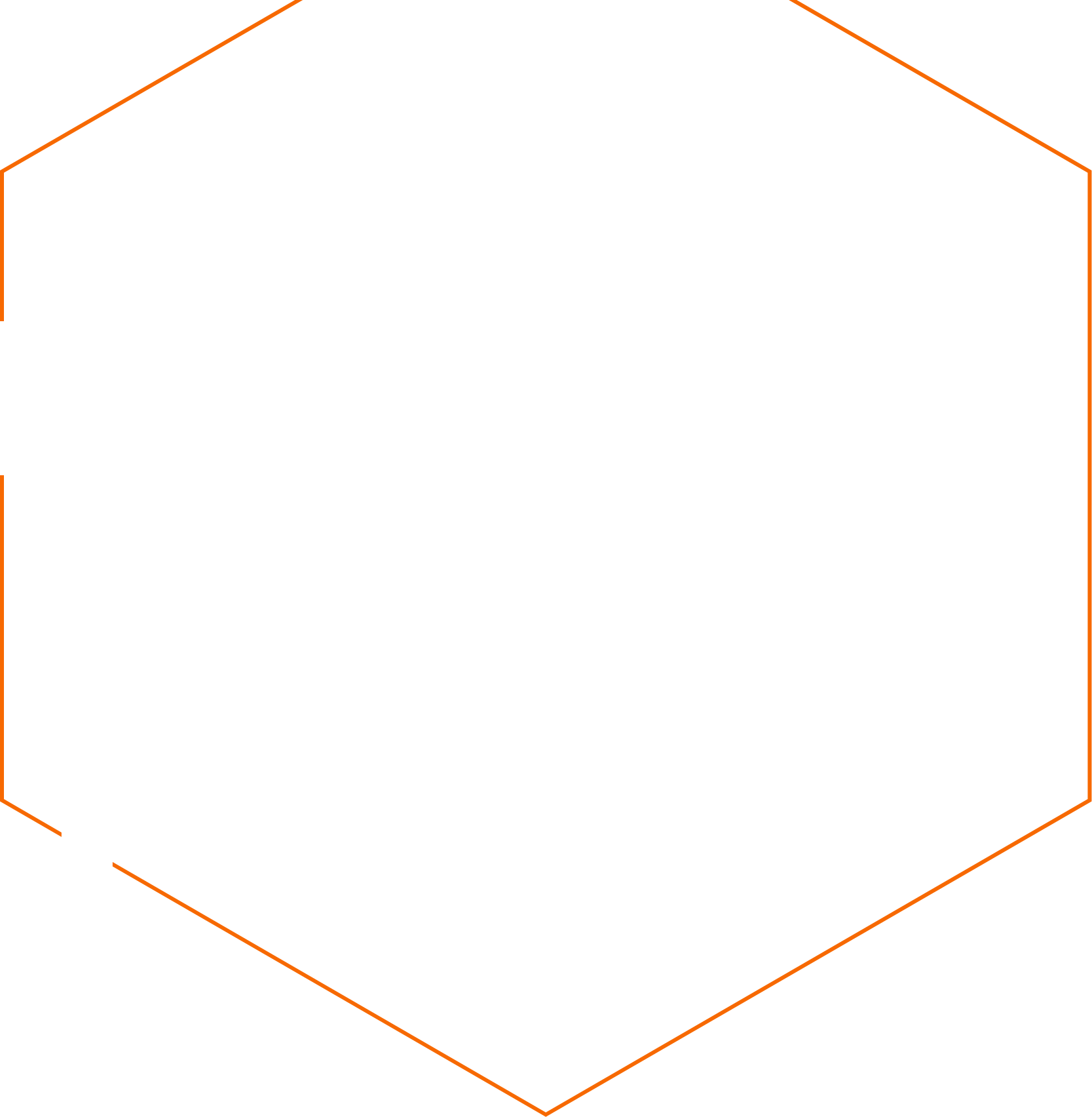 Hexagonal graphic with the text Unfolding the universe