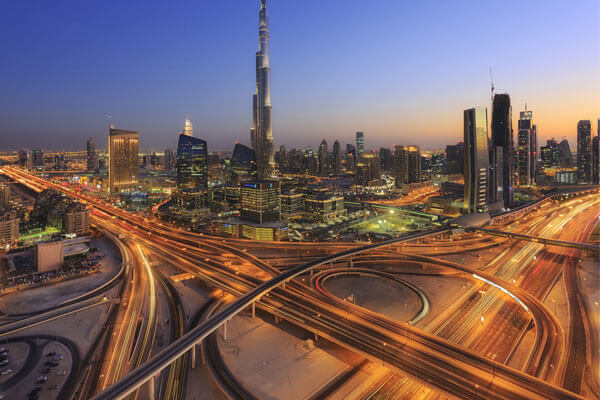 Dubai skyline at night