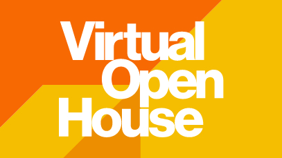 Stylized text that reads: "Virtual Open House."