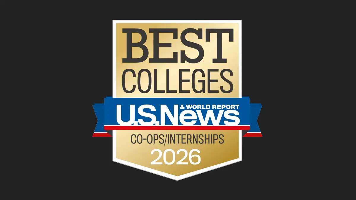 US News Ranking 2026 Badge for Best Colleges Co-ops/Internships.