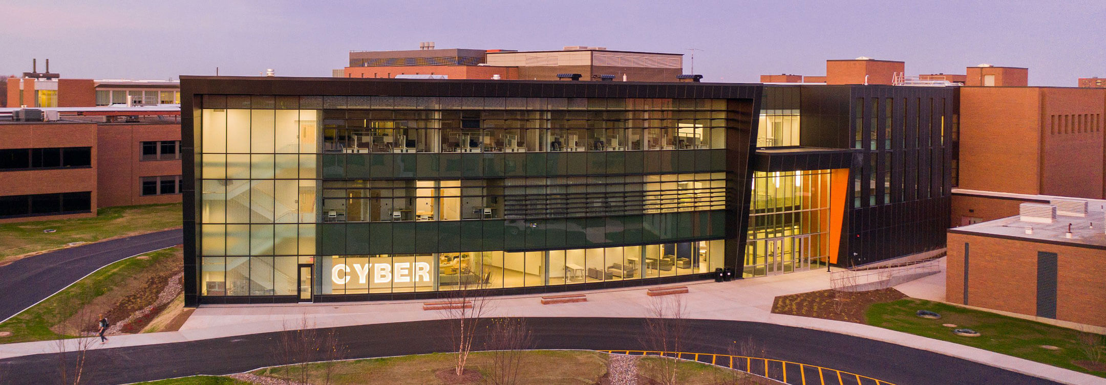 The exterior of the Global Cybersecurity Institute at R I T.