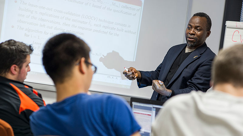 a professor lecturing students