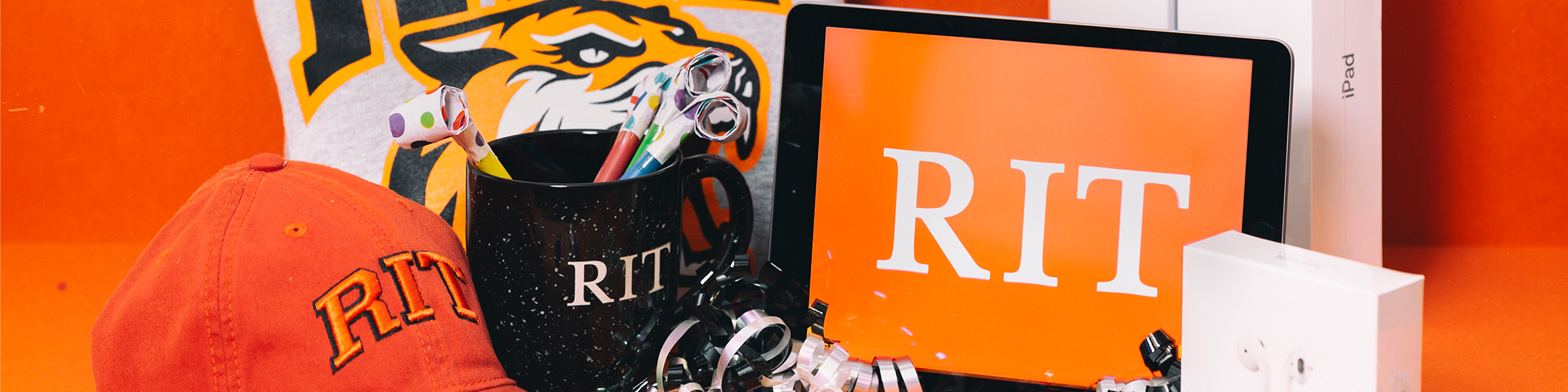 A group of RIT branded items that can be bought at the Digital Den