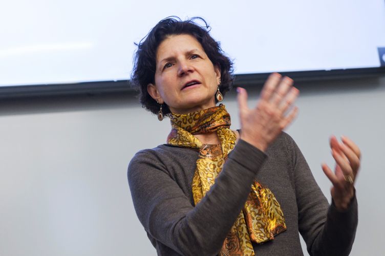 Woman moving her hands animatedly while talking