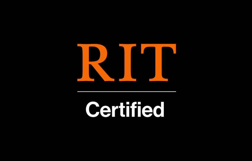 R I T Certified logo on a black background, with 'R I T' in orange above a horizontal line and 'Certified' in white below.
