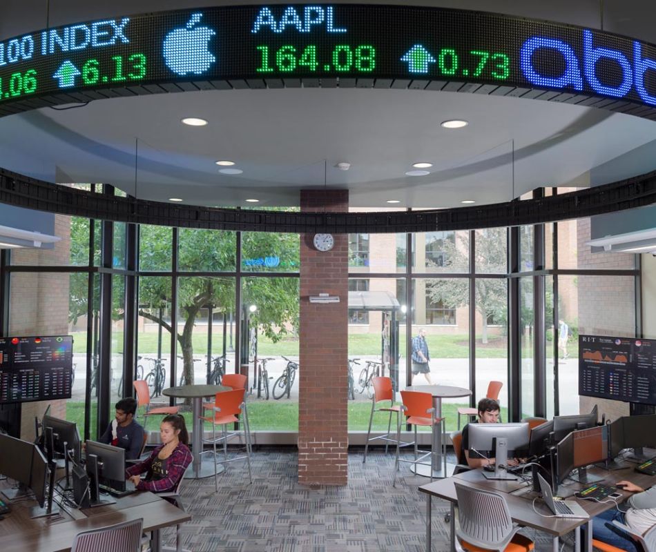 Inside the SHED where students are working in a large attrium