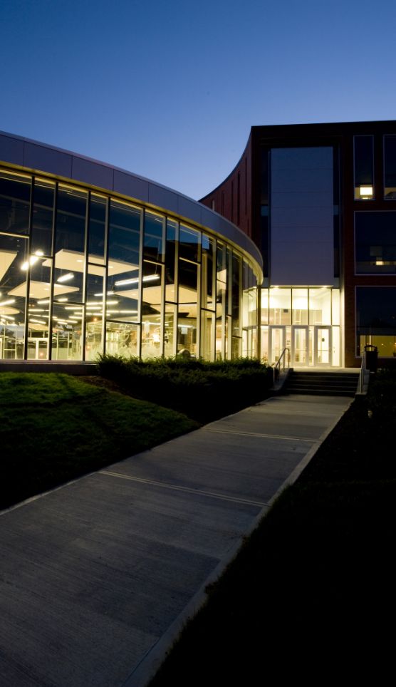 Night shot of a building facade 