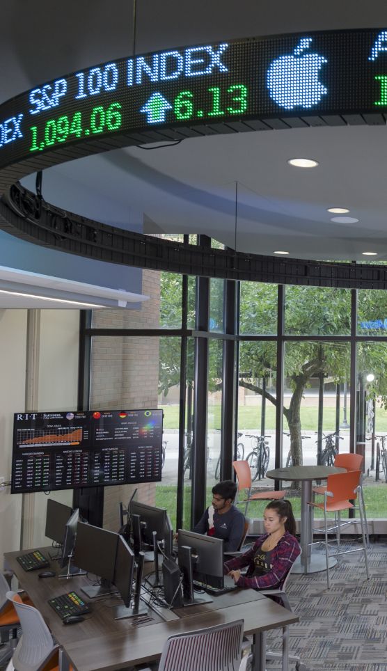 Ticker display in a computer lab