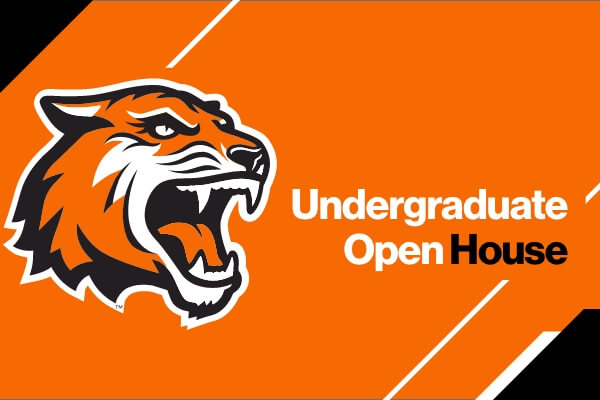 "Undergraduate Open House" next to Ritchie the tiger