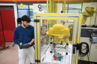 Student working on a project