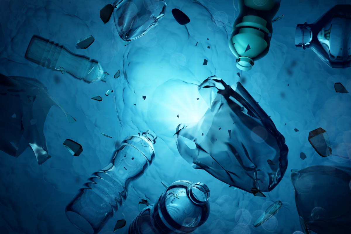 Plastic floating in water