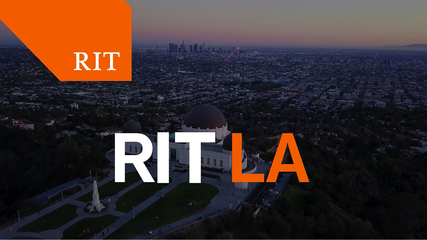 RIT in LA text over an arial view of Los Angles