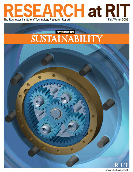 Cover for Fall / Winter 2009 issue of the Research Magazine spotlighting sustainability