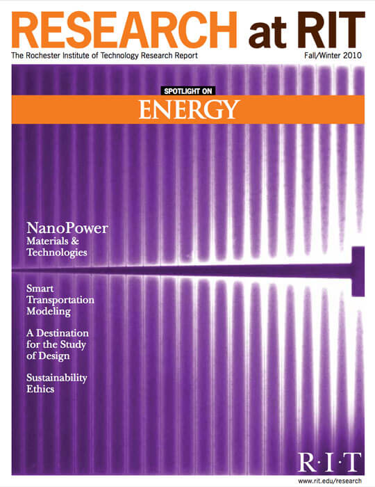 Cover for Fall / Winter 2010 issue of the Research Magazine spotlighting energy