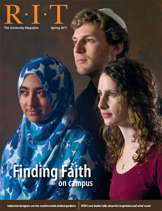 Three students of different religious faiths pose
