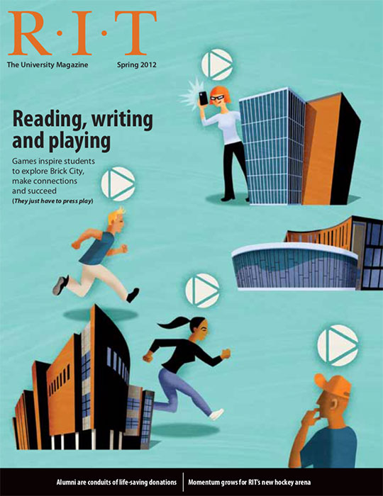 Cartoon of students exploring campus