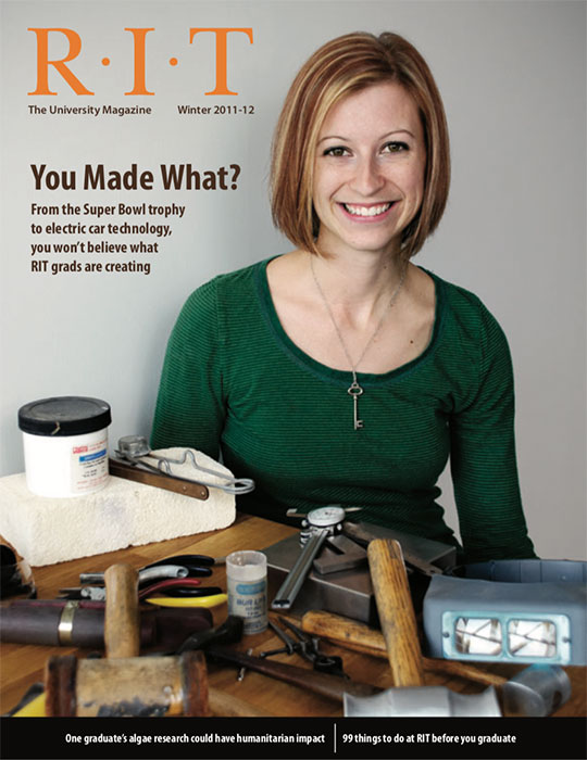 Woman sitting in front of art supplies