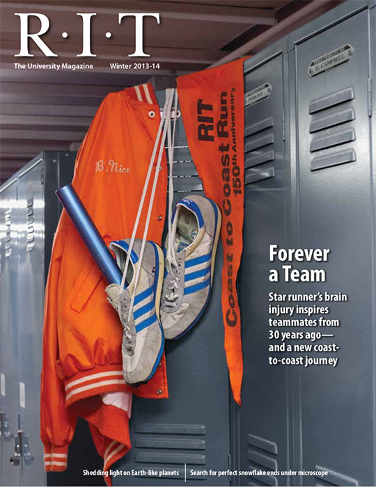 Running shoes, jacket hanging on a locker