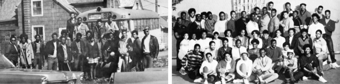 Two group shots of the Black Awareness Coordinating Committee.