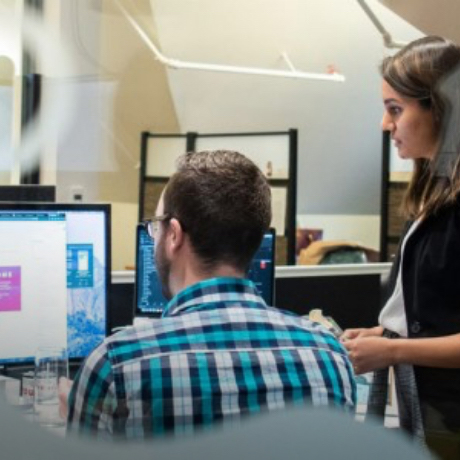 Student working in a lab