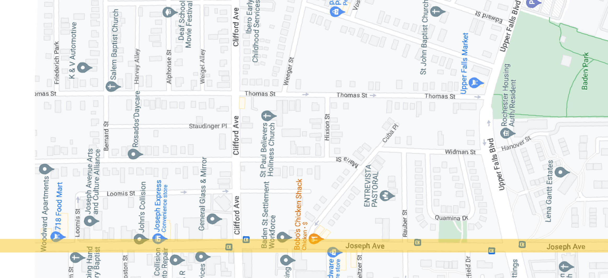 A screenshot of a map on Google.