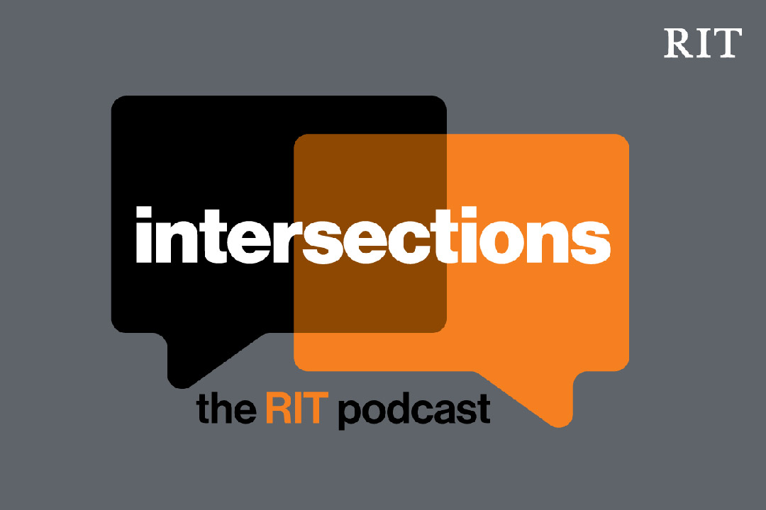 logo with overlapping speech bubbles for intersections: the RIT podcast 