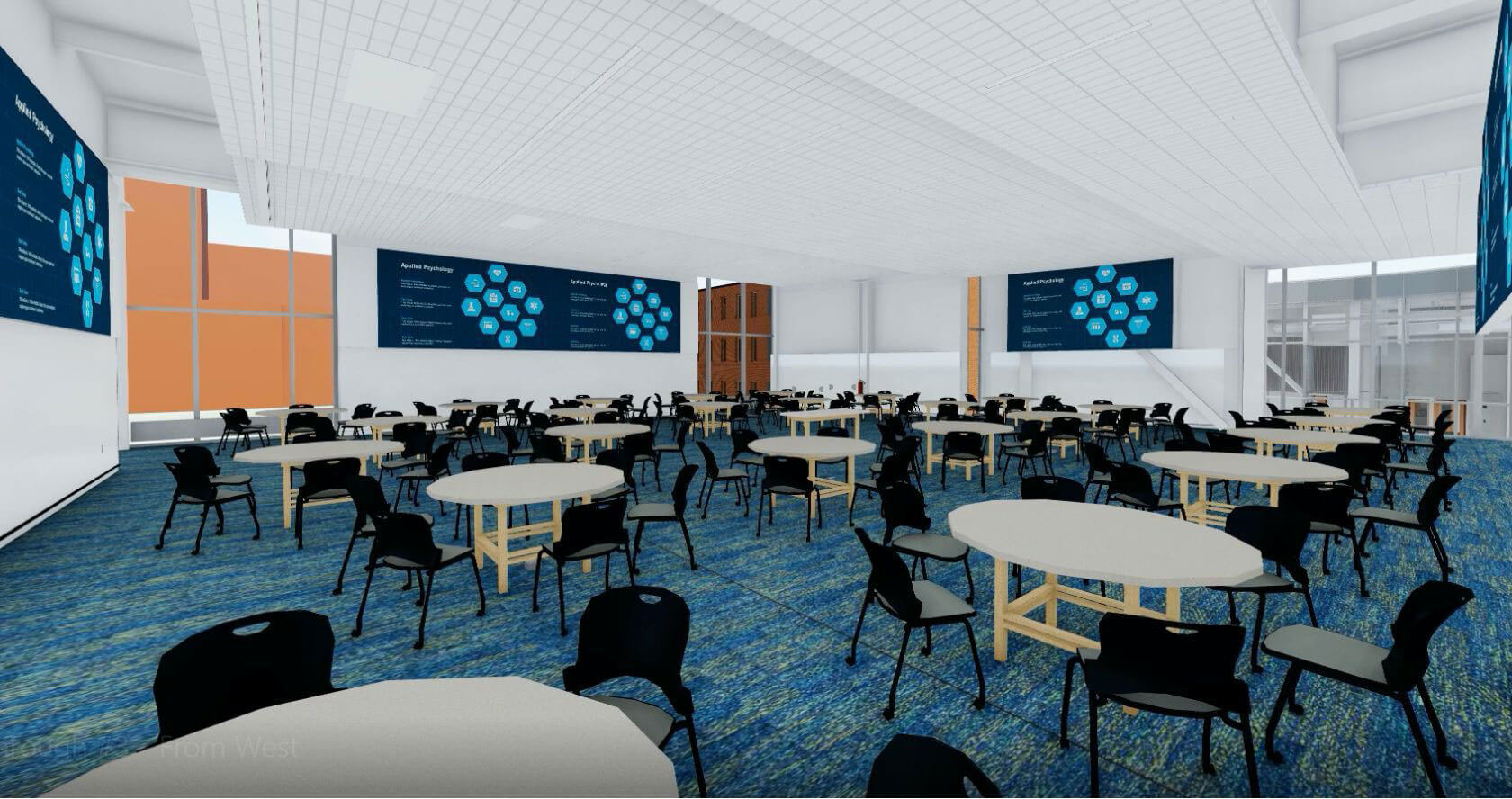 Rendering of the interior of an active classroom in the SHED.