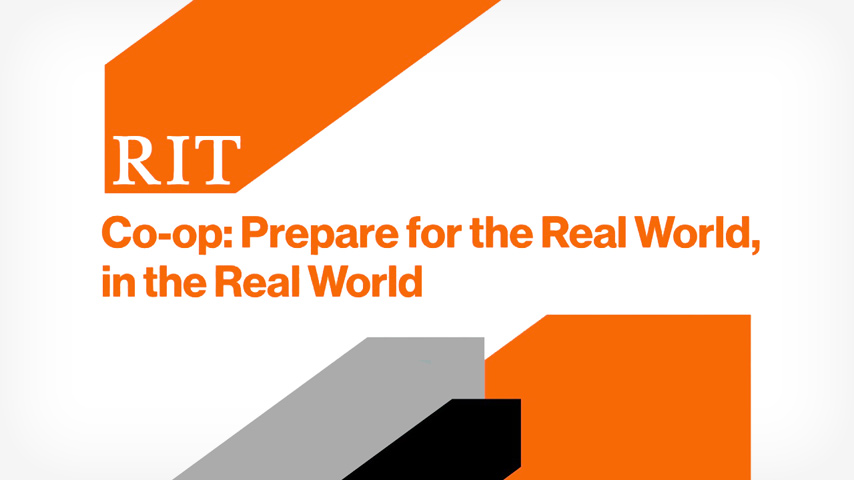 Text-heavy graphic saying 'Co-op: Prepare for the Real World, in the Real World.'