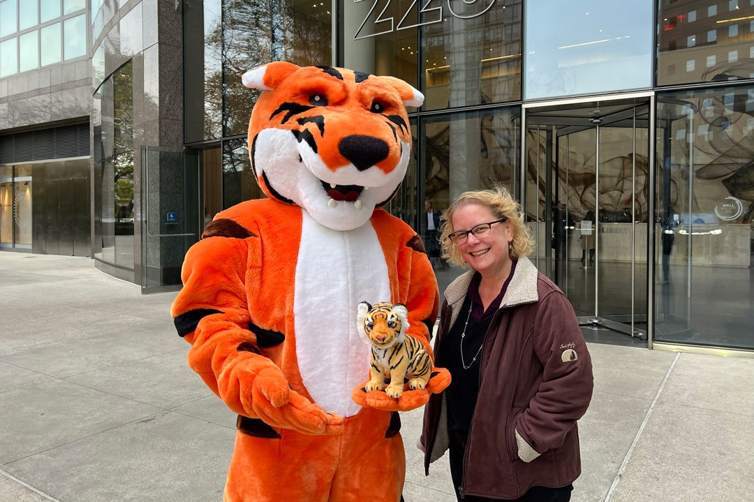 EMBA students build community through a traveling stuffed tiger