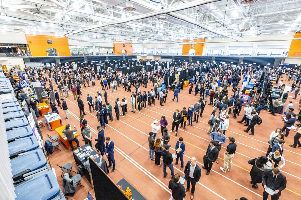 a birds eye view of the career fair floor at R I T